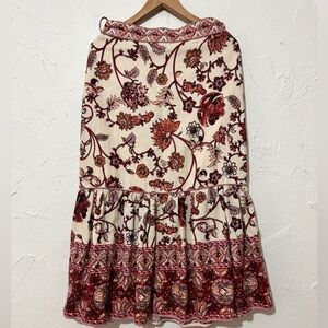 House Of Harlow 1960 Boho Linen Floral Full Maxi Skirt 
Size Small women